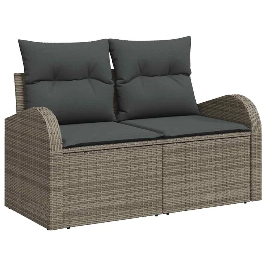 Ensemble de Canapés avec coussin 7 pcs Gris polyrotin - 4