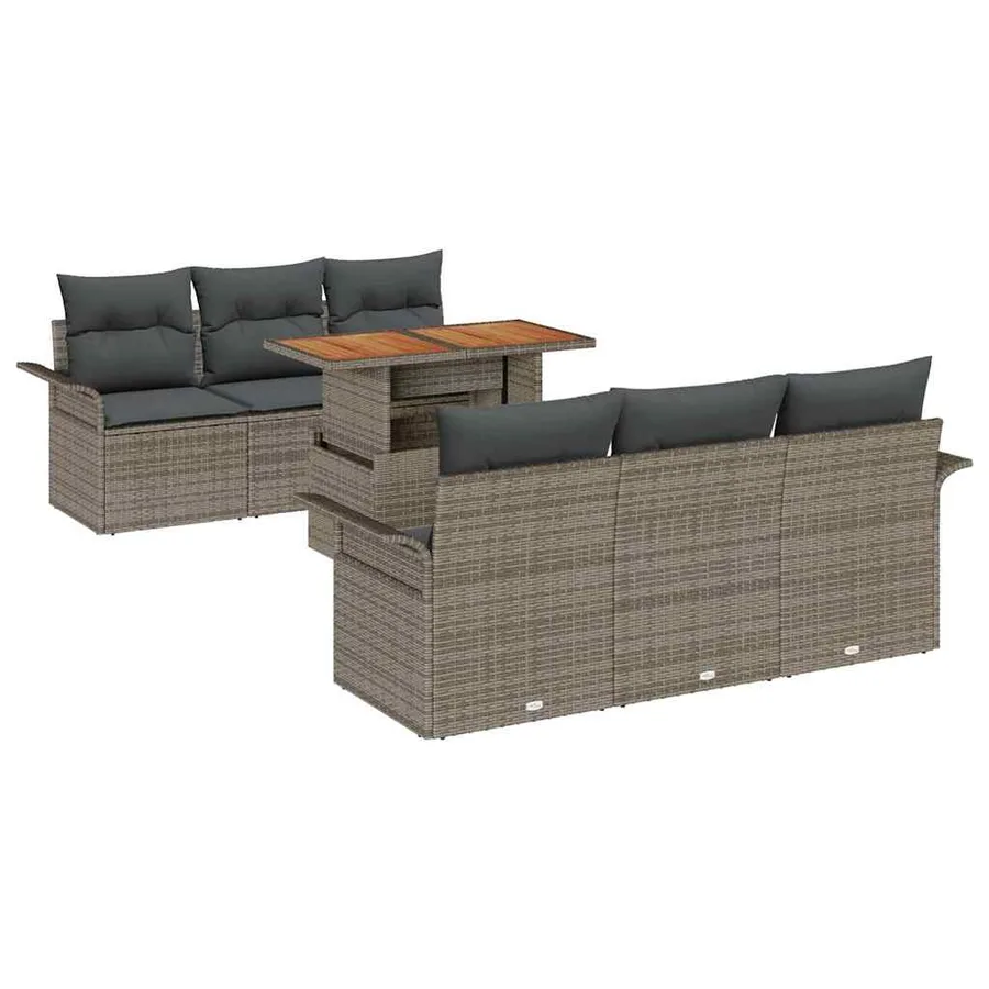 Ensemble de canapé de jardin avec coussin 7 pcs Gris - 2