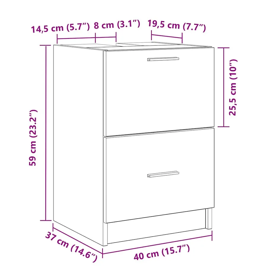 Cabinet de salle de bain Chêne artisanal 40 x 37 x 59 cm - 15