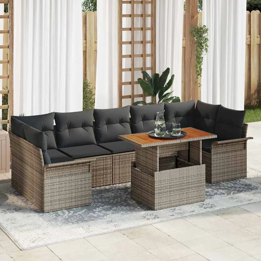 Ensemble de canapé de jardin avec coussin 8 pcs Gris