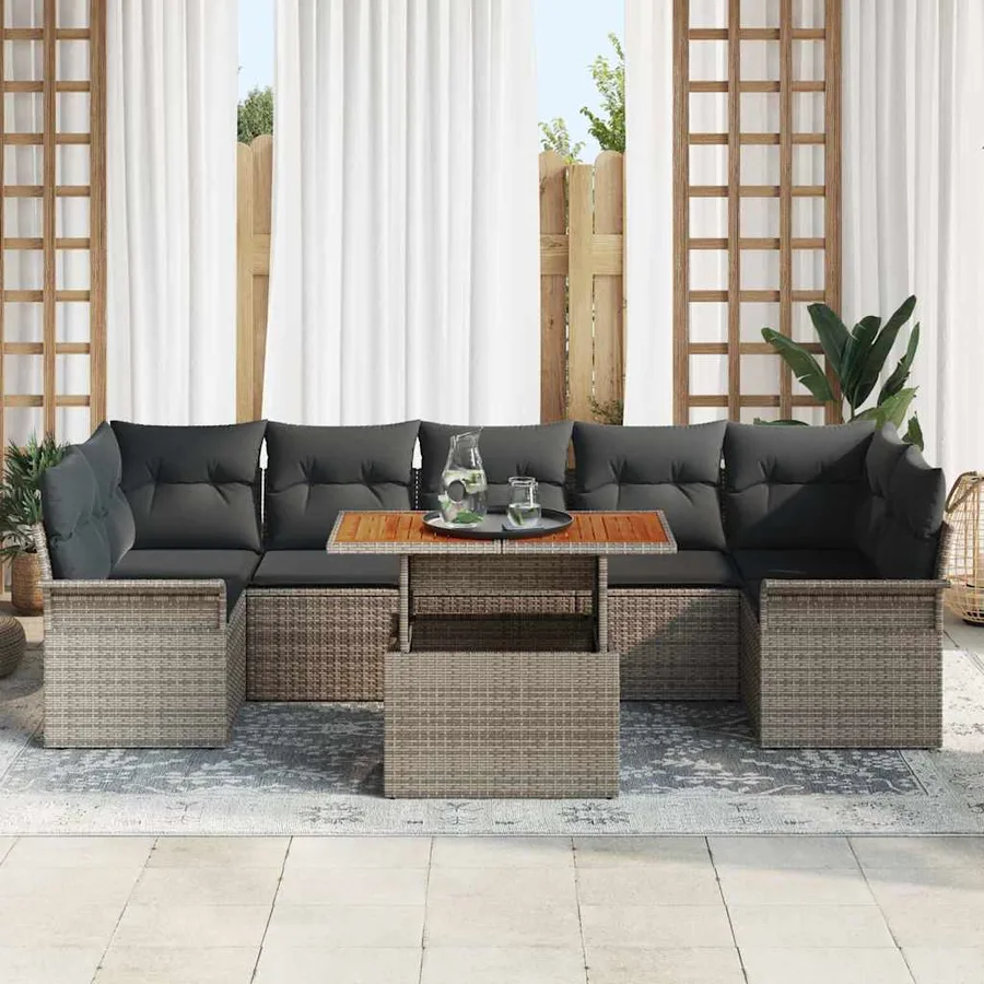 Ensemble de canapé de jardin avec coussin 8 pcs Gris - 3
