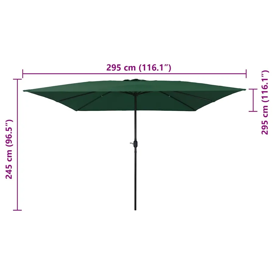 Parasol de jardin Vert 295 x 295 x 245 cm Polyester et Acier - 7