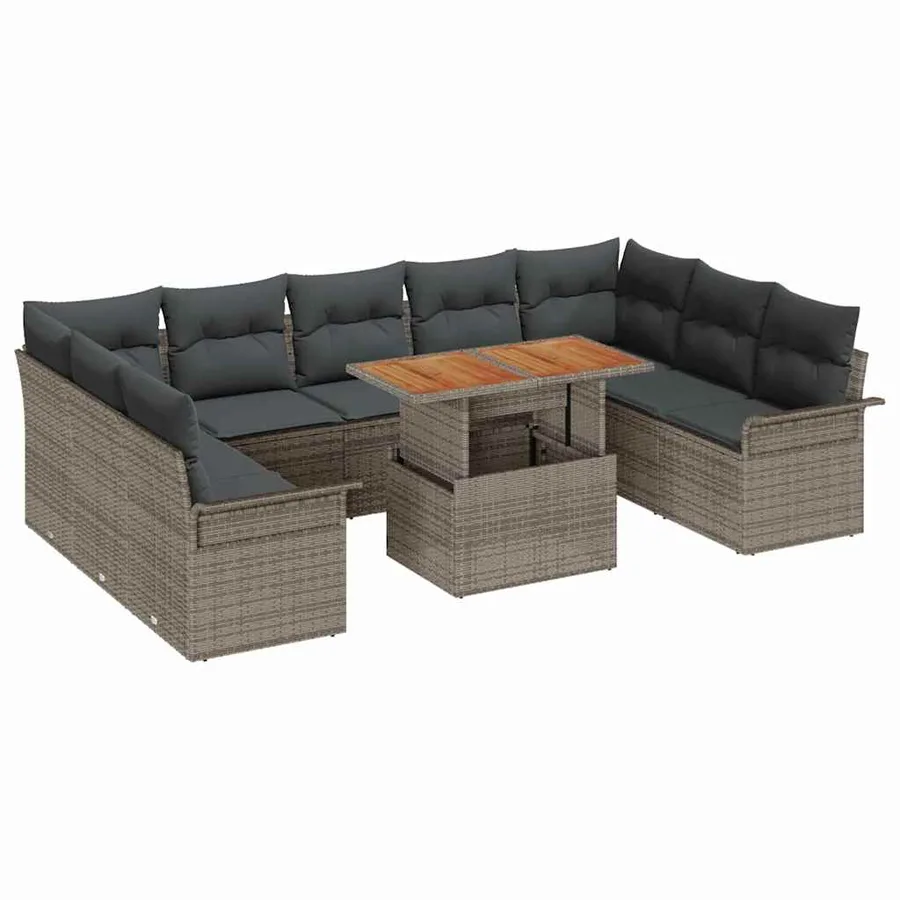 Ensemble de canapé de jardin avec coussin 10 pcs Gris - 2