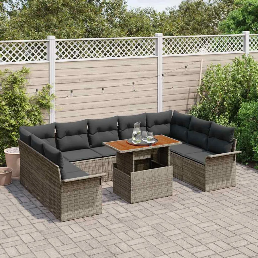 Ensemble de canapé de jardin avec coussin 10 pcs Gris - 3
