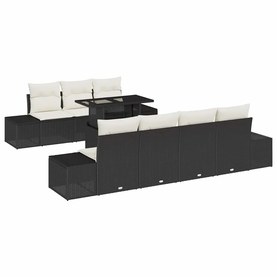 Ensemble de Canapés avec coussin 8 pcs Noir et Crème polyrotin - 2