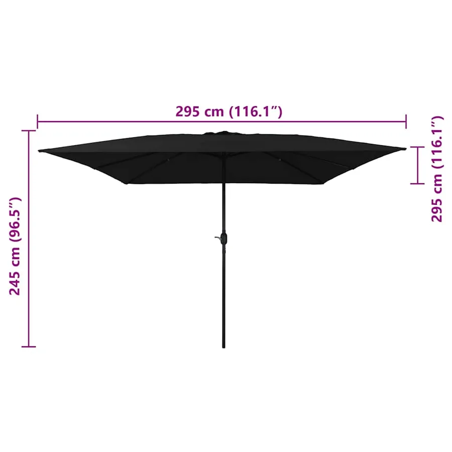 Parasol de jardin Noir 295 x 295 x 245 cm Polyester et Acier - 7