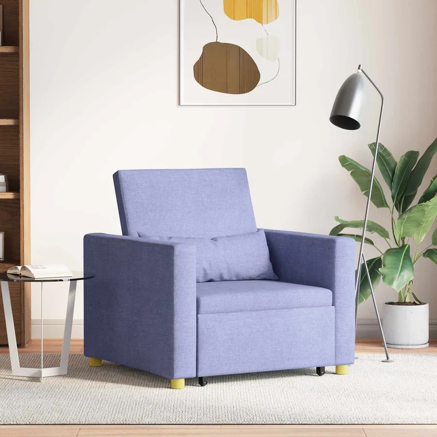 Canapé-lit escamotable simple Bleu jean 90 x 165 x 87 cm tissu