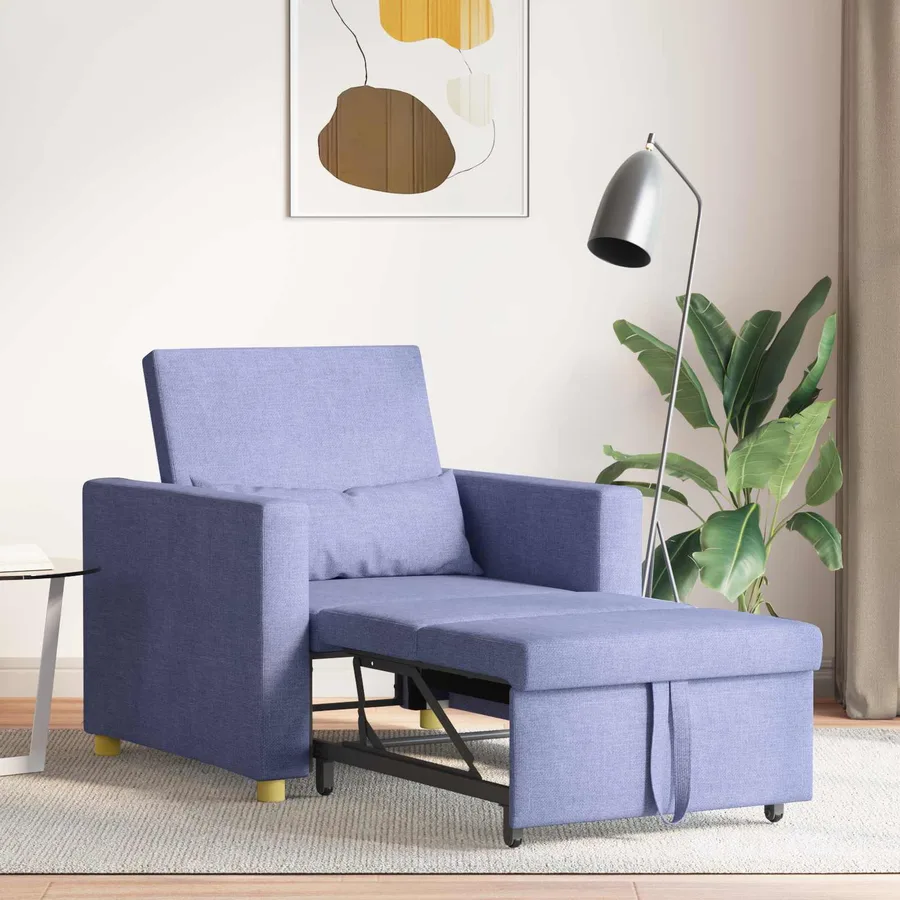 Canapé-lit escamotable simple Bleu jean 90 x 165 x 87 cm tissu - 3