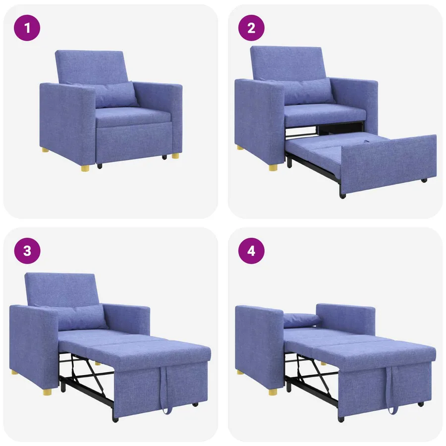 Canapé-lit escamotable simple Bleu jean 90 x 165 x 87 cm tissu - 9