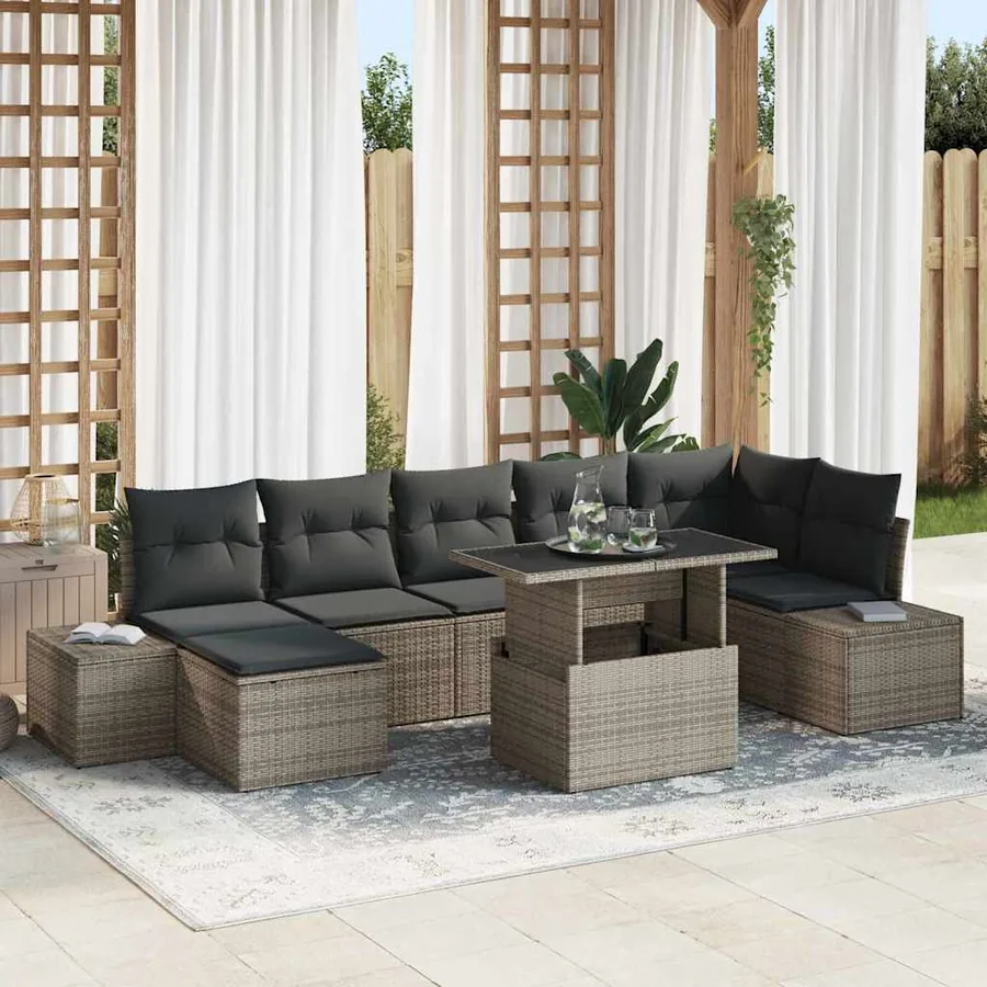 Ensemble de canapé de jardin avec coussin 8 pcs Gris