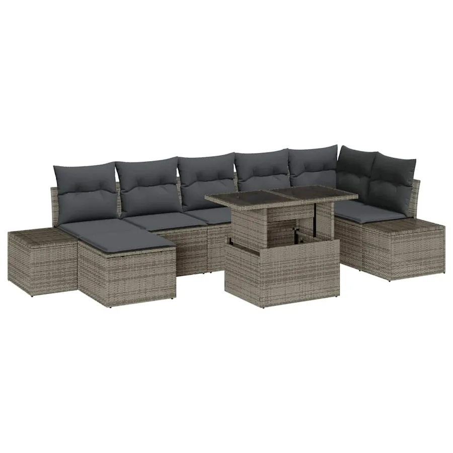 Ensemble de canapé de jardin avec coussin 8 pcs Gris - 2