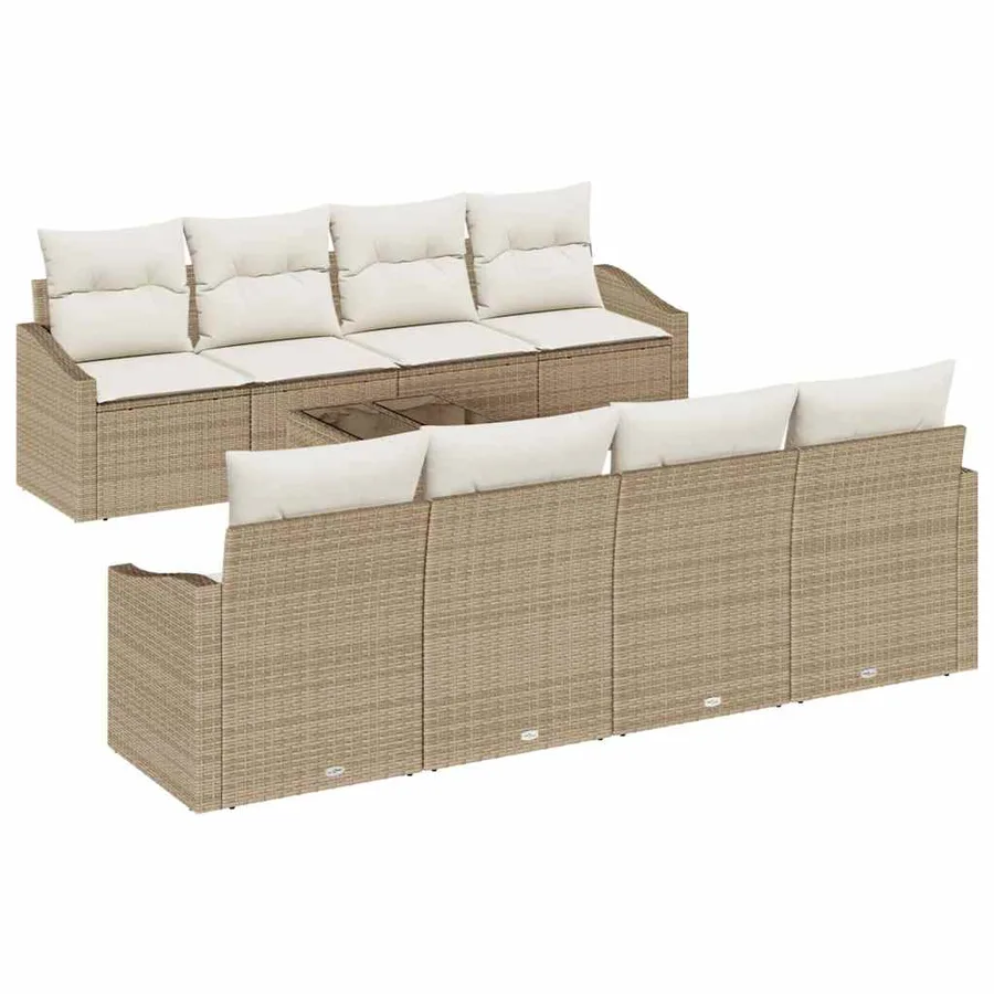 Ensemble de Canapés avec coussin 7 pcs Beige et crème polyrotin - 2