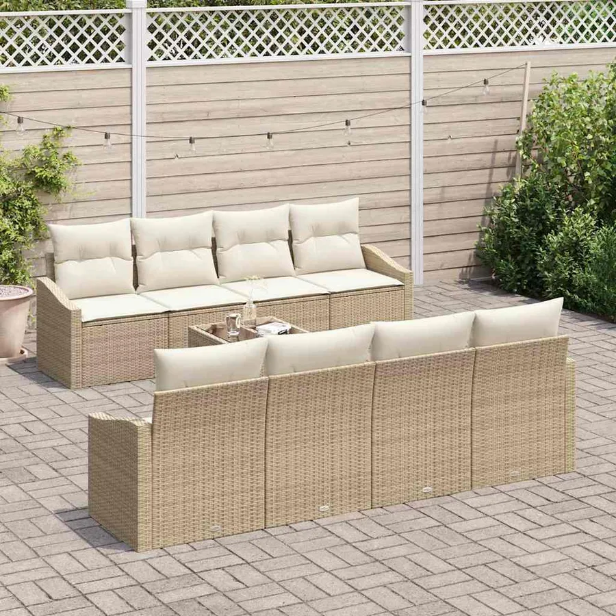 Ensemble de Canapés avec coussin 7 pcs Beige et crème polyrotin - 3