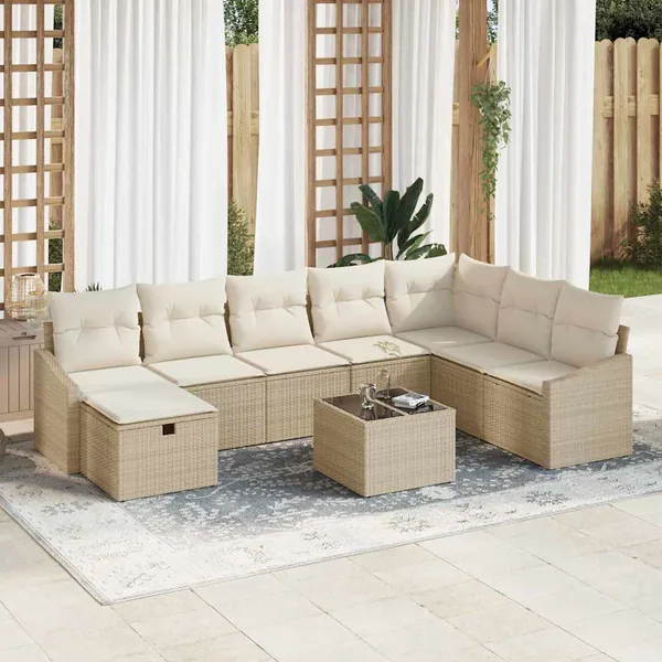 Ensemble de Canapés avec coussin 8 pcs polyrotin
