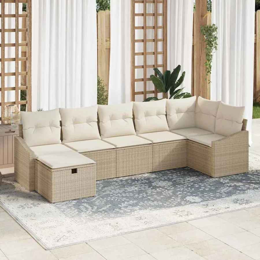 Ensemble de Canapés avec coussin 7 pcs polyrotin