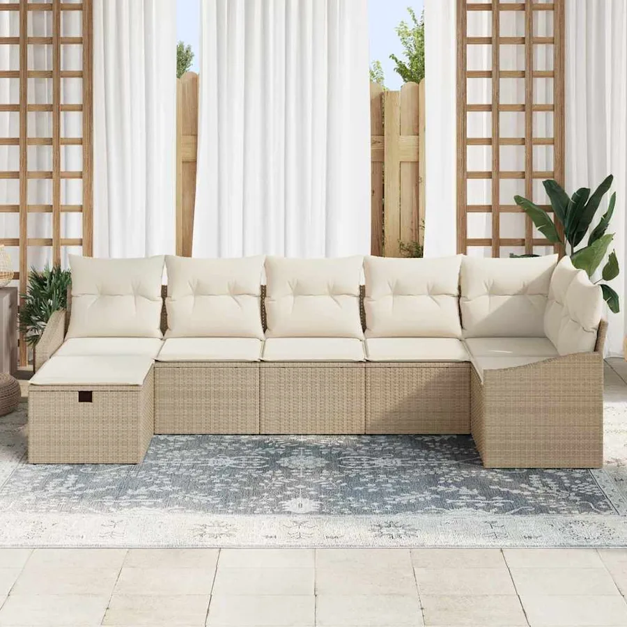 Ensemble de Canapés avec coussin 7 pcs polyrotin - 3