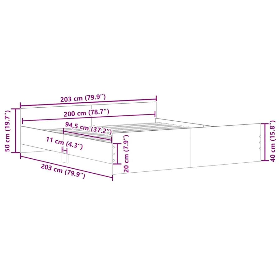 Cadre de lit sans matelas blanc 200x200 cm - 12