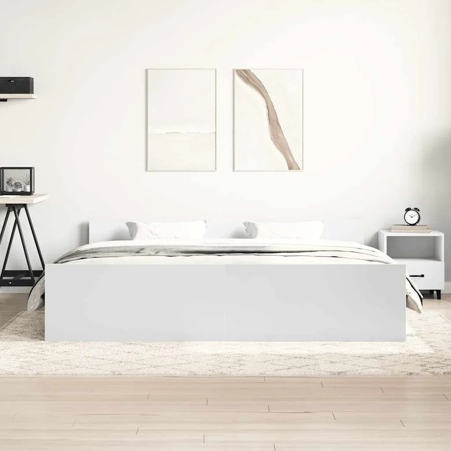 Cadre de lit sans matelas blanc 200x200 cm - 4