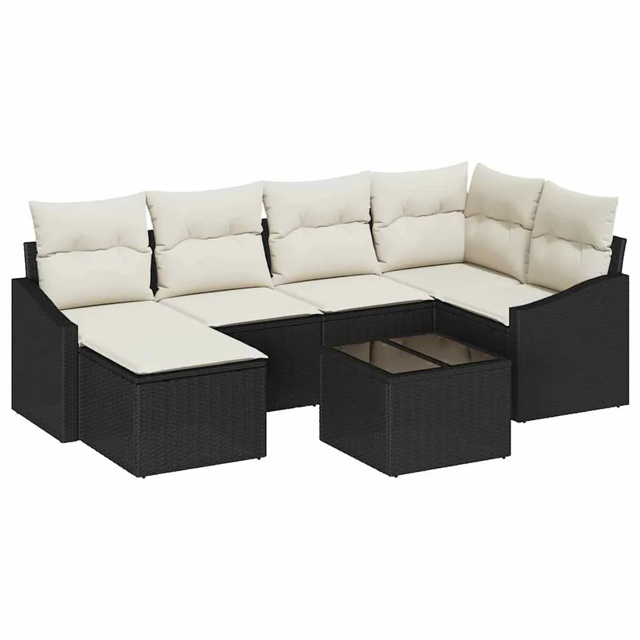 Ensemble de salle à manger pour jardin 7 pcs Marron et Crème - 2
