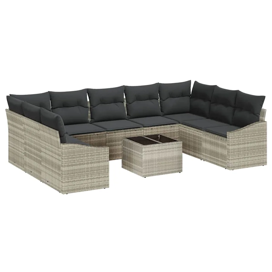 Ensemble de canapé de jardin avec stockage Gris clair polyrotin - 2