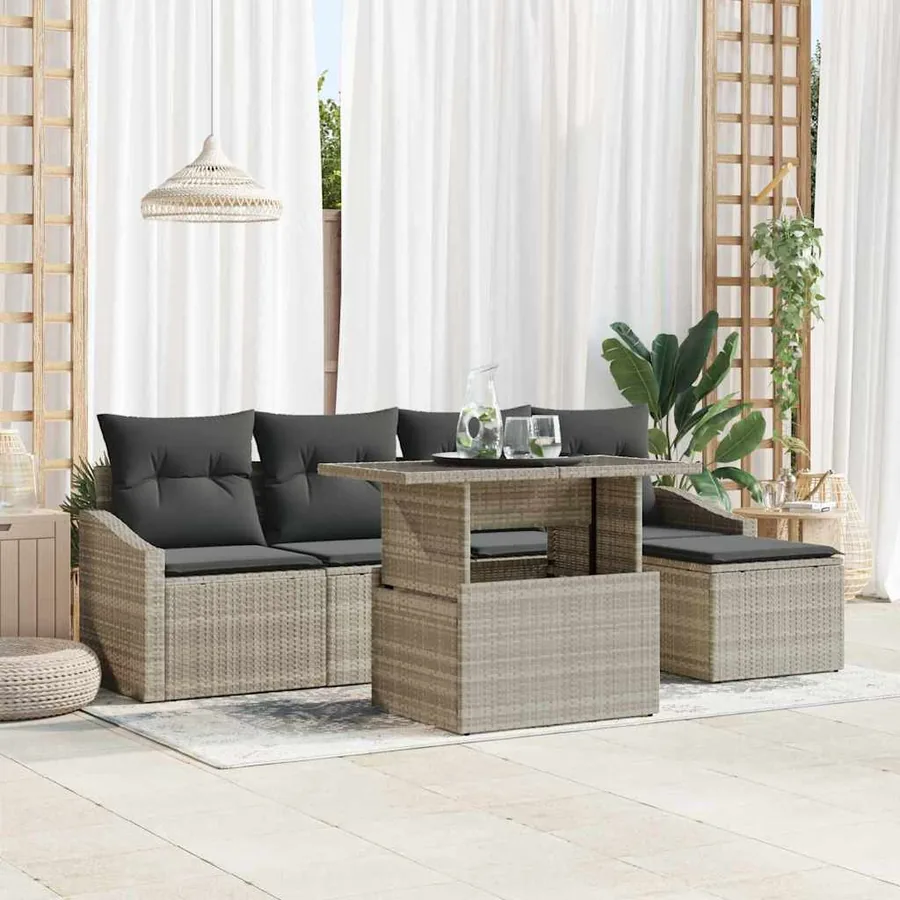 Ensemble de canapé de jardin 6 pcs Gris clair et gris foncé