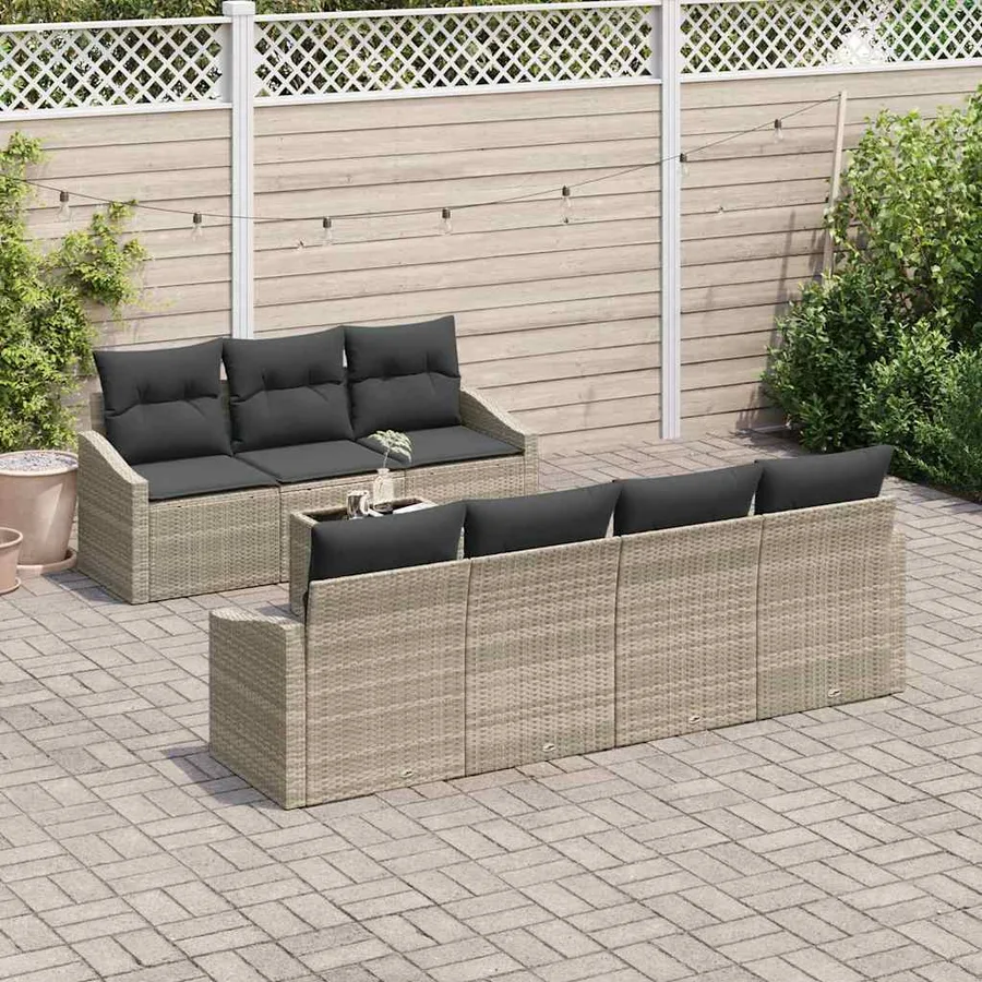 Ensemble de Canapés 8 pcs Gris clair et gris foncé polyrotin - 3