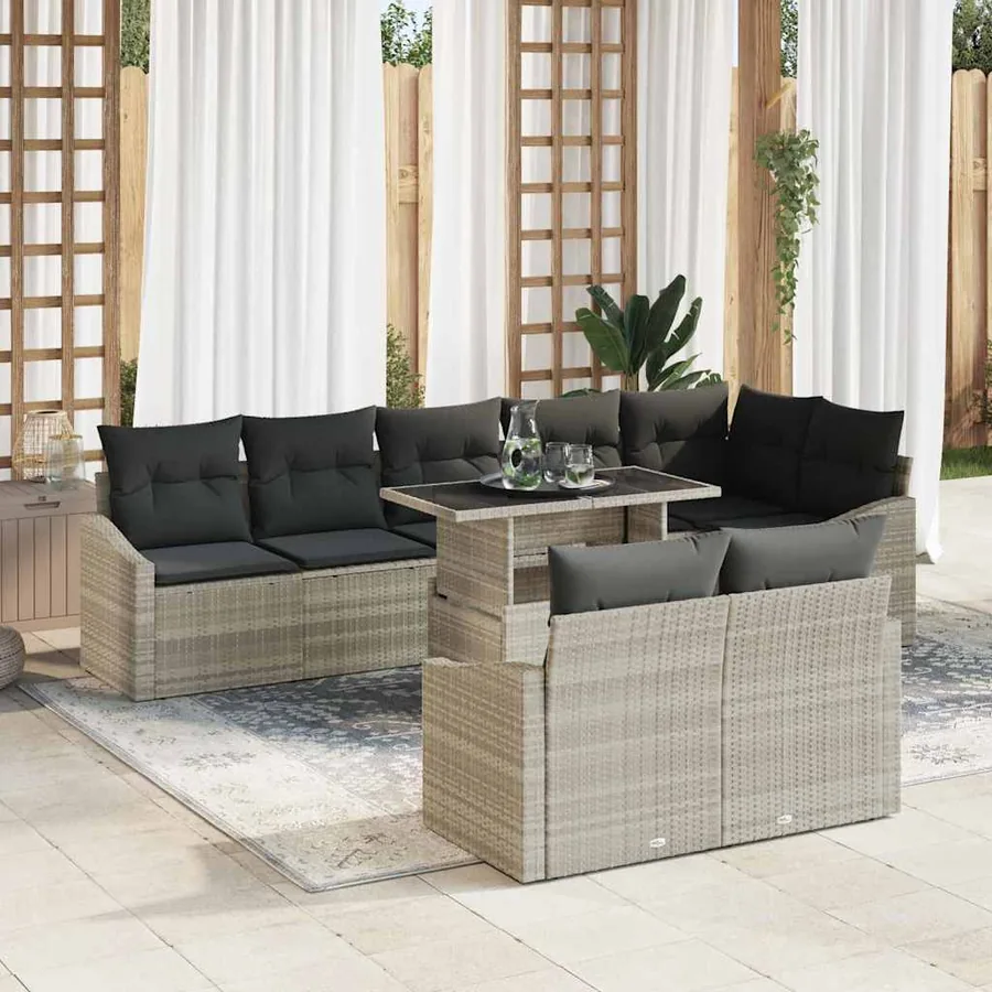 Ensemble de canapé de jardin 9 pcs Gris clair et gris foncé