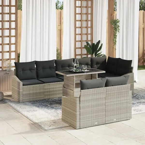 Ensemble de canapé de jardin 9 pcs Gris clair et gris foncé