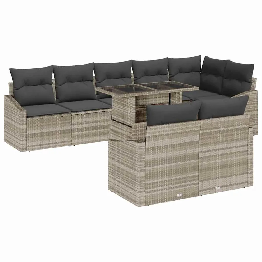 Ensemble de canapé de jardin 9 pcs Gris clair et gris foncé - 2