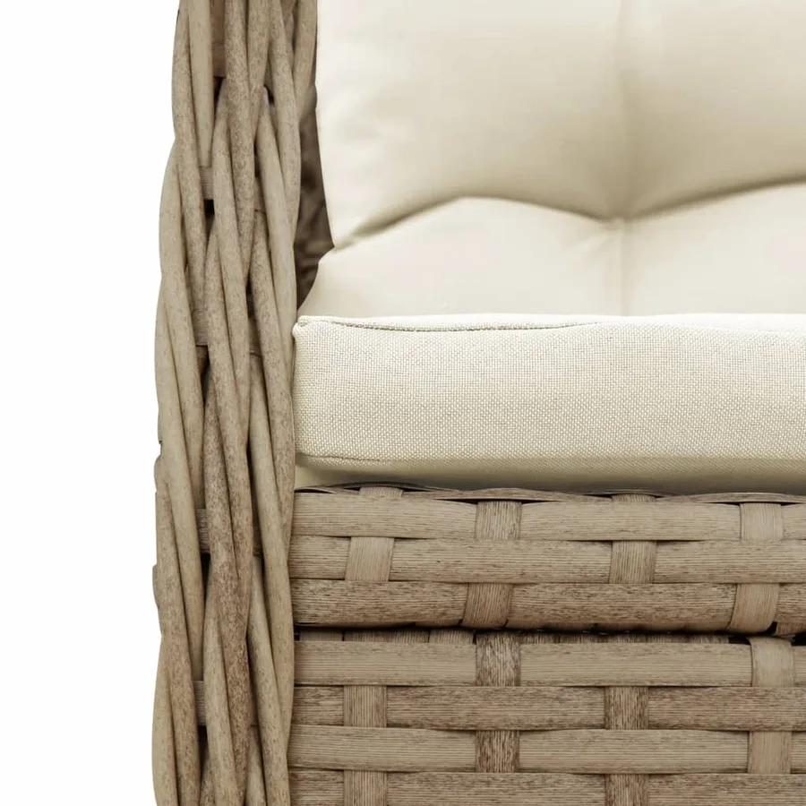 Ensemble à manger de jardin avec coussins 5pcs Beige poly rotin - 6
