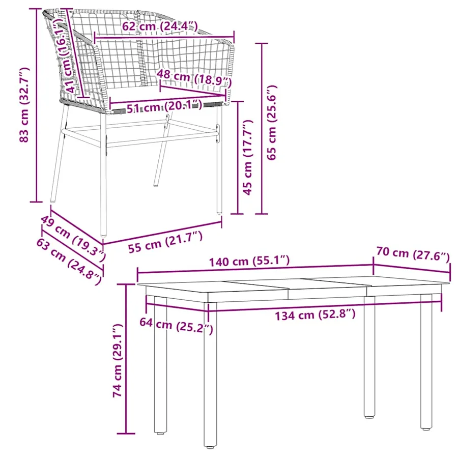 Ensemble à manger de jardin et coussins 5 pcs noir rotin verre - 10