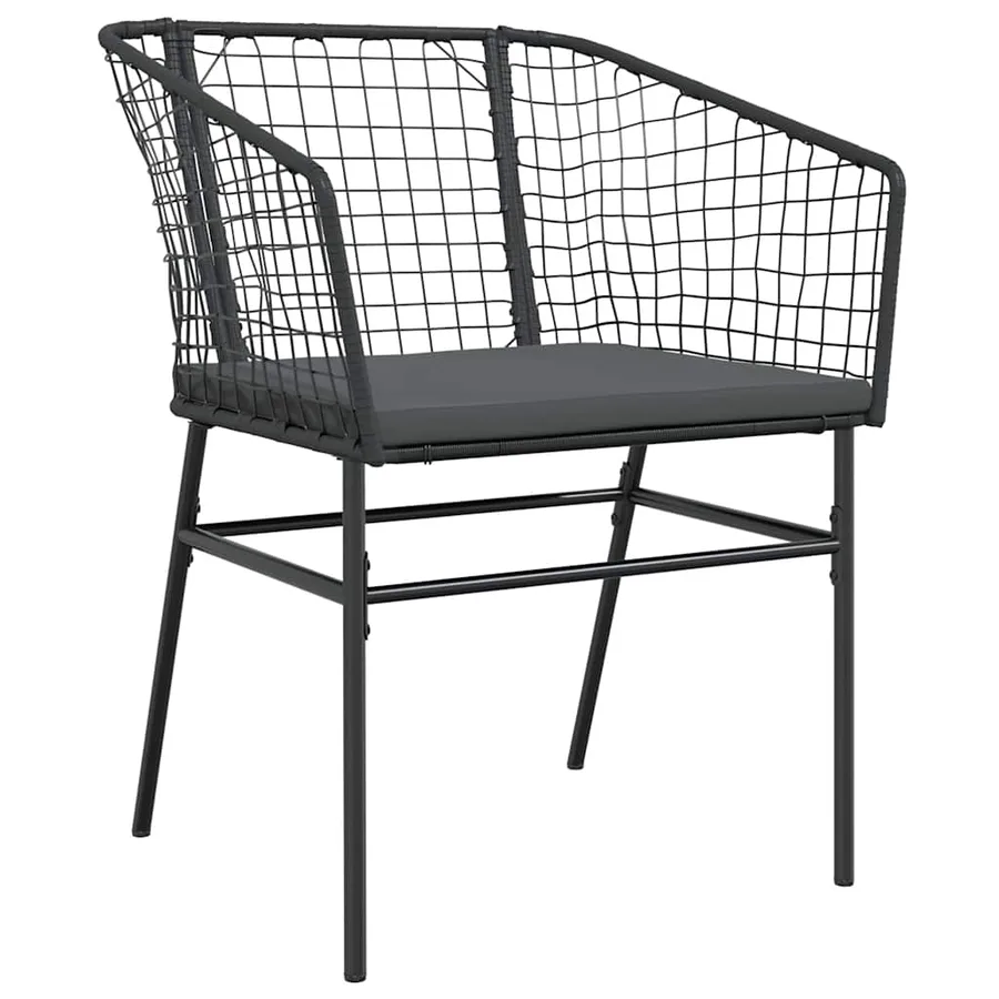 Ensemble à manger de jardin et coussins 5 pcs noir rotin verre - 4