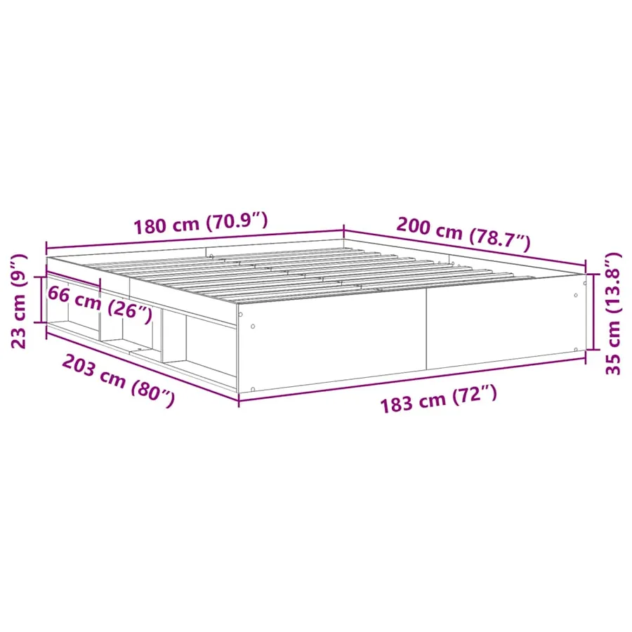 Cadre de lit sans matelas chêne sonoma 180x200 cm - 10