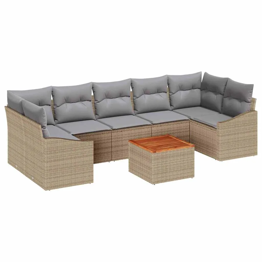 Ensemble de canapé de jardin 8 pcs Beige et Gris clair - 2