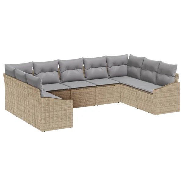 Ensemble de canapé de jardin 9 pcs Beige et Gris clair
