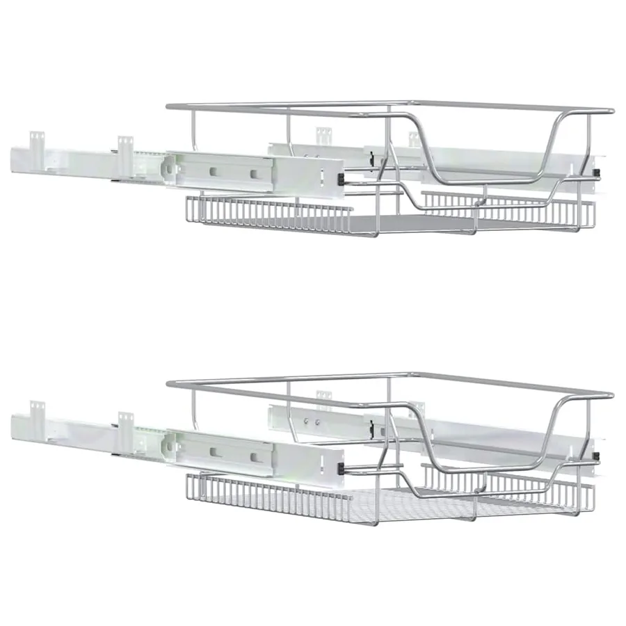 Paniers métalliques coulissants 2 pcs argenté 45 cm - 4