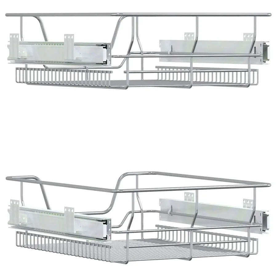 Paniers métalliques coulissants 2 pcs argenté 45 cm - 6