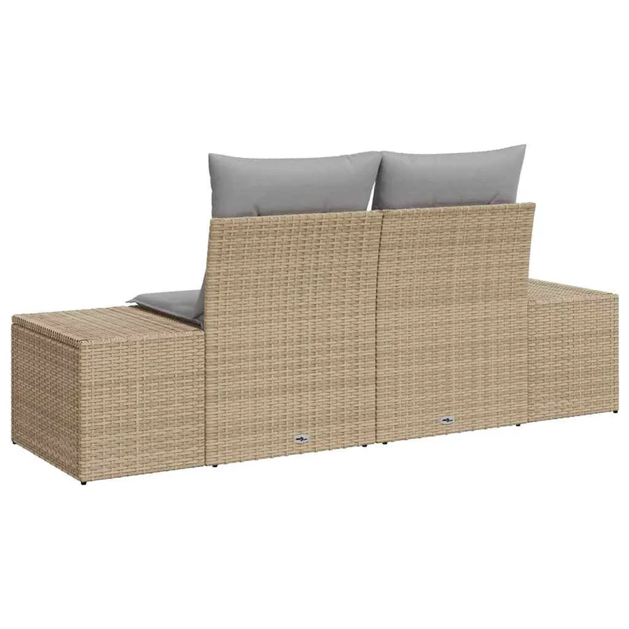 Canapé de jardin avec coussin Beige 184 x 62 x 69 cm polyrotin - 4