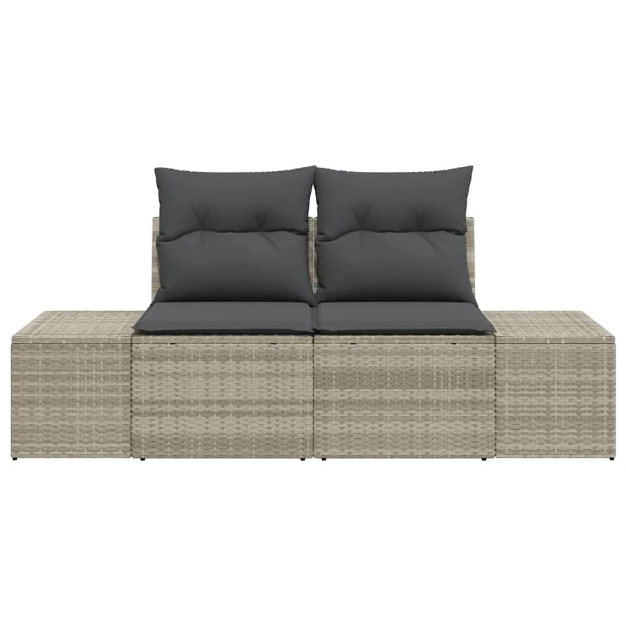 Canapé de jardin avec coussin Gris 184 x 62 x 69 cm polyrotin - 3