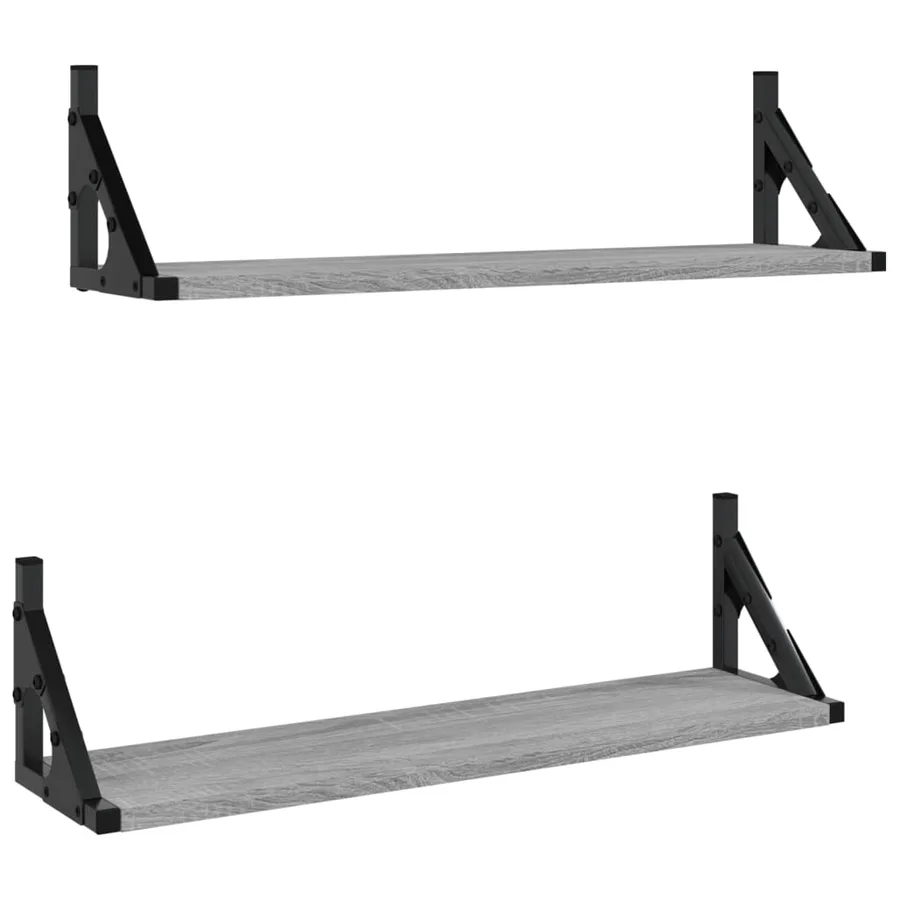 Étagères murales 2 pcs sonoma gris 60x15x15,5 cm - 2