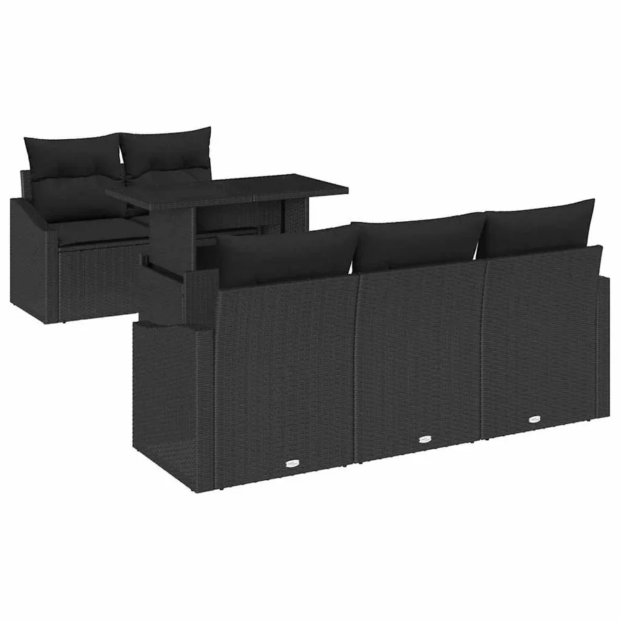 Ensemble de canapé de jardin avec stockage 6 pcs Noir polyrotin - 2