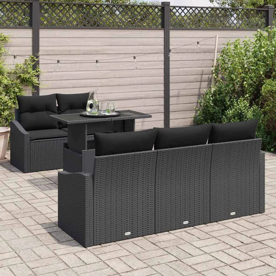 Ensemble de canapé de jardin avec stockage 6 pcs Noir polyrotin - 3