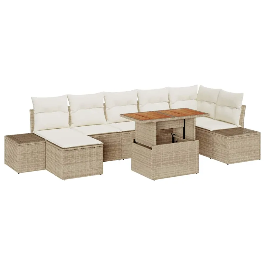 Ensemble de canapé de jardin avec coussin 8 pcs Beige et crème - 2