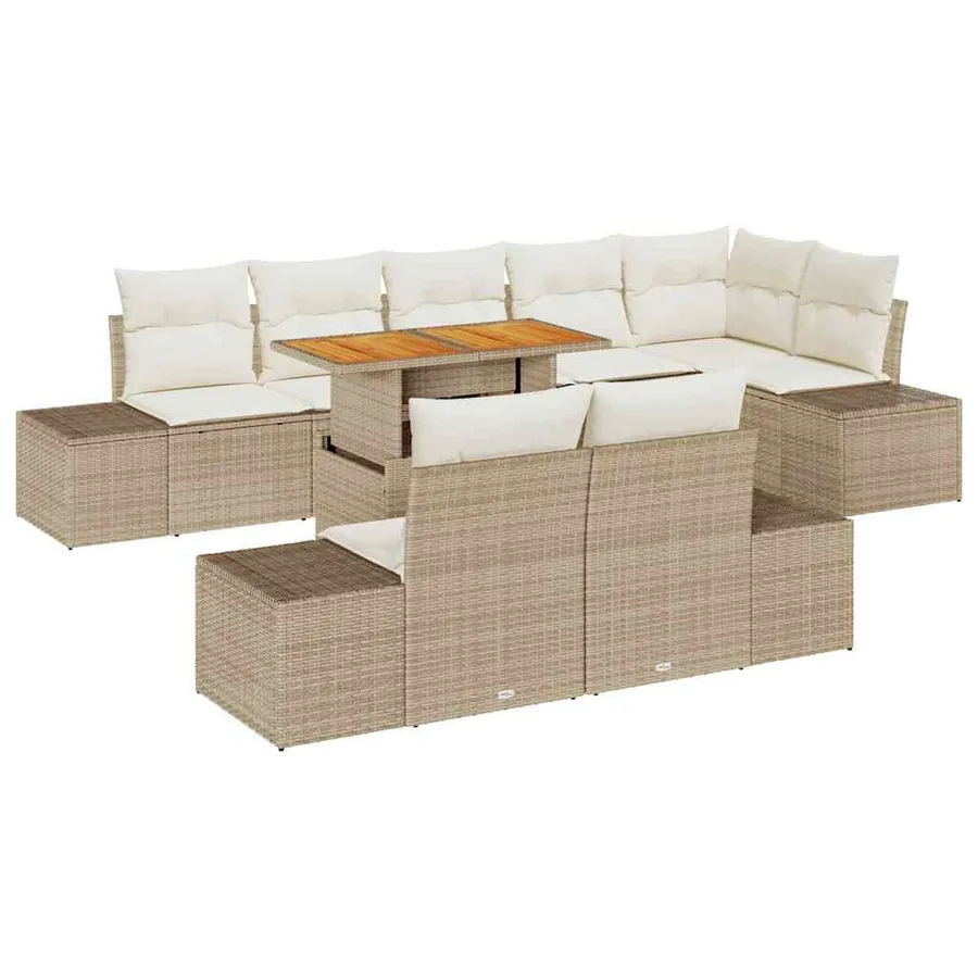 Ensemble de canapé de jardin 9 pc Beige et crème - 2