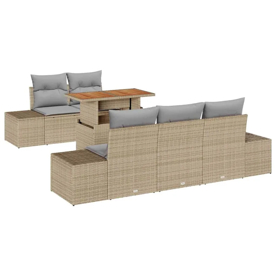 Ensemble de canapé de jardin 6 pc Beige et gris - 2