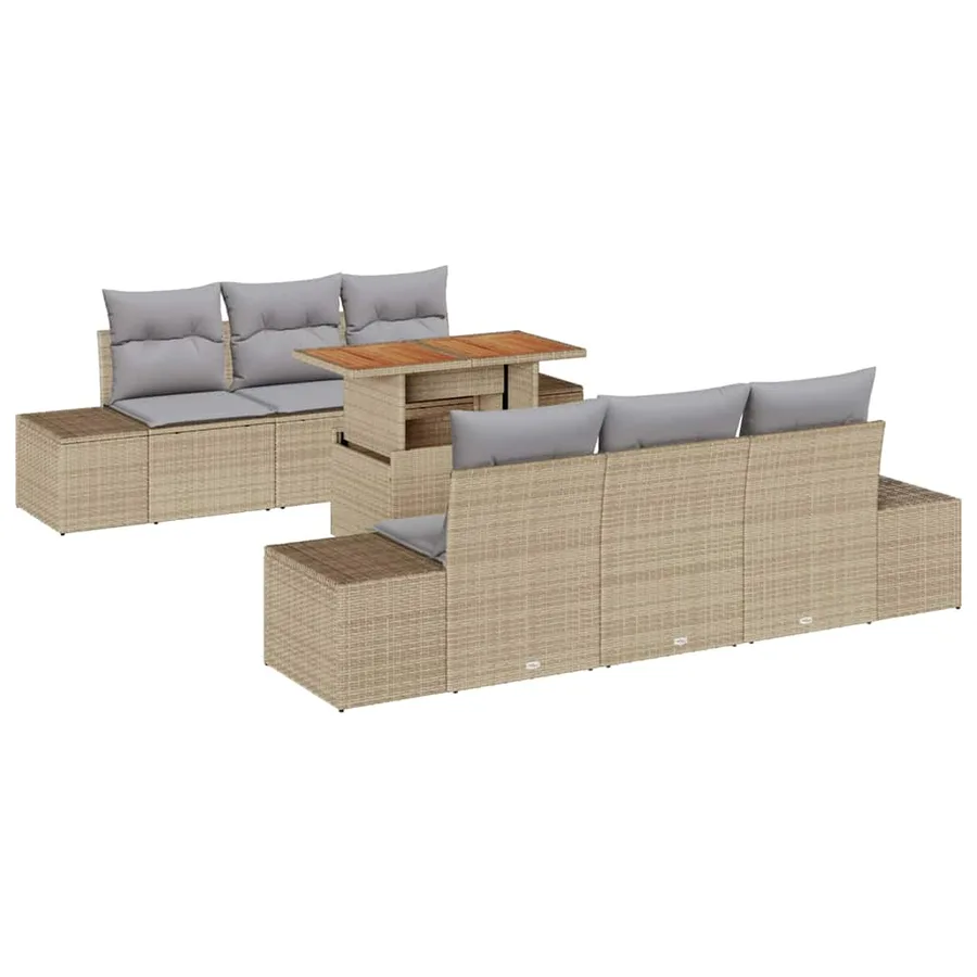 Ensemble de canapé de jardin 7 pc Beige et gris - 2