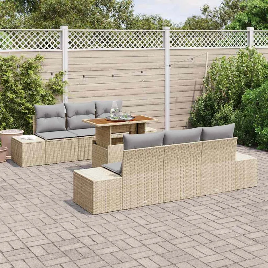 Ensemble de canapé de jardin 7 pc Beige et gris - 3