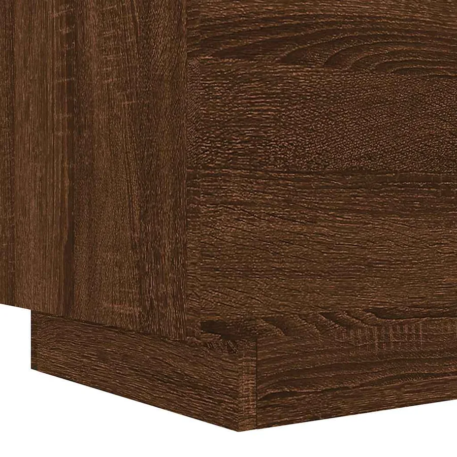 Armoire de chevet et lumières LED chêne marron bois ingénierie - 10