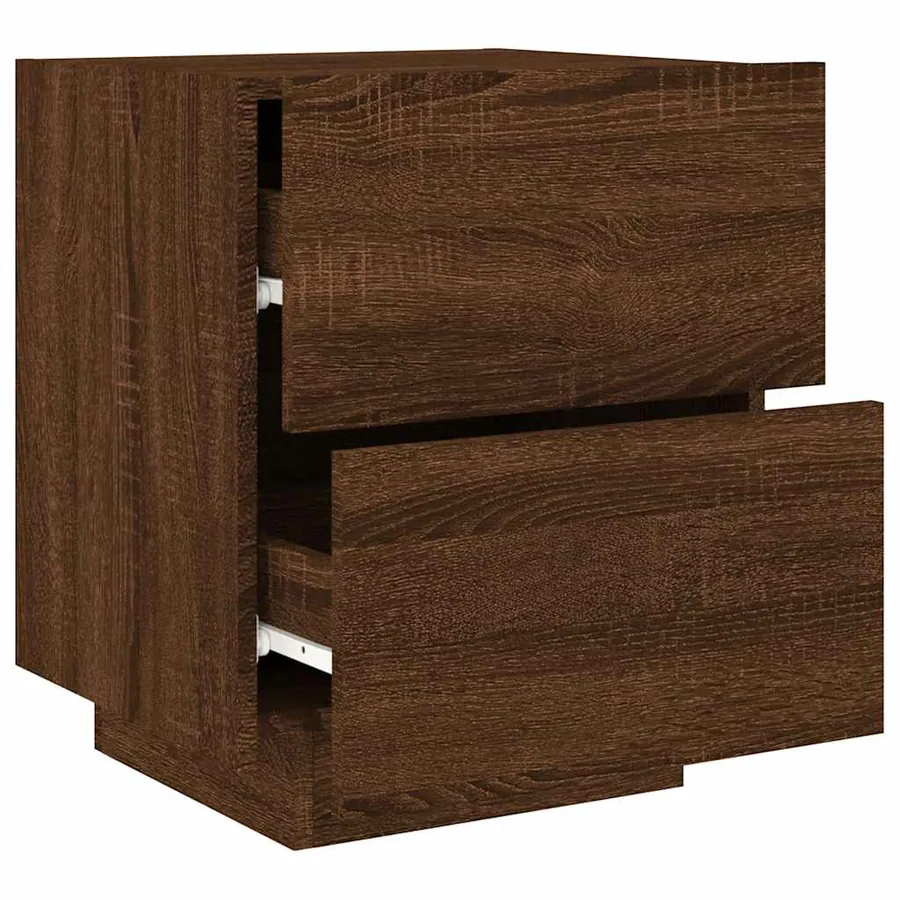 Armoire de chevet et lumières LED chêne marron bois ingénierie - 6