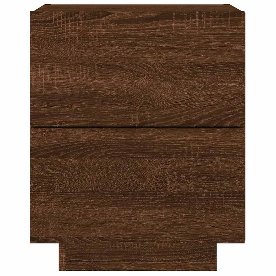 Armoire de chevet et lumières LED chêne marron bois ingénierie - 7